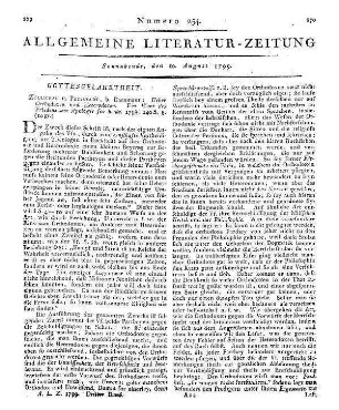 Ueber Orthodoxen und Heterodoxen. Ein Wort des Friedens zur Apologie für beide. Züllichau, Freystadt: Darnmann 1798