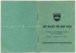 Informationsheft mit Gesetzesauszügen und Verordnungen zum Schutz des Waldes