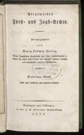 7: Allgemeines Forst- und Jagd-Archiv