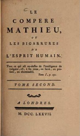 Le Compere Mathieu, Ou Les Bigarrures De L'Esprit Humain, 2