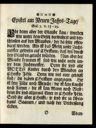 Epistel am Neuen Jahrs-Tage ...