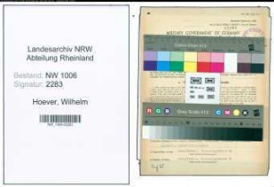 Entnazifizierung Wilhelm Hoever , geb. 15.03.1894 (Haendler)