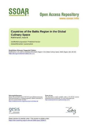 Countries of the Baltic Region in the Global Culinary Space