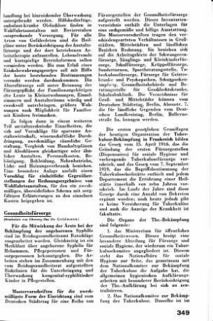 Mitwirkung der Ärtzte bei der Bekämpfung der angeborenen Syphilis [Gesundheitsfürsorge]