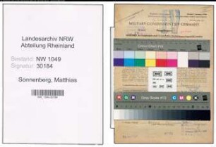 Entnazifizierung Matthias Sonnenberg , geb. 10.08.1908 (Lokfuehrer)