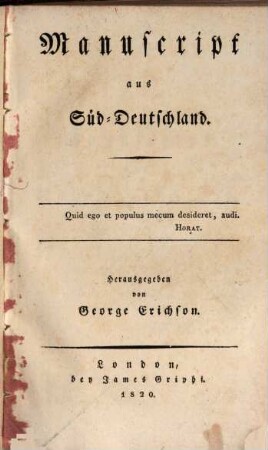 Manuscript aus Süd-Deutschland