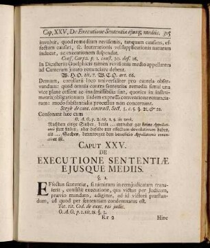 Caput XXV. De Executione Sententiæ Ejusque Mediis.