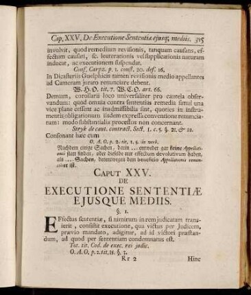 Caput XXV. De Executione Sententiæ Ejusque Mediis.