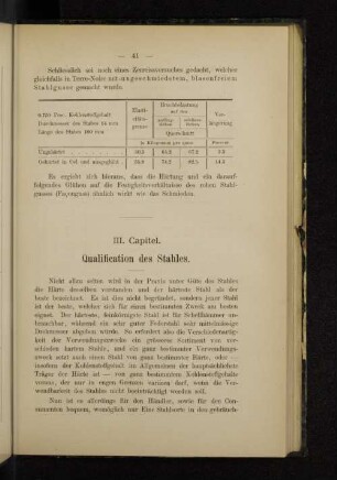 III. Capitel. Qualification des Stahles.