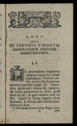 Cap. I. De Partibus Virorum Generationis Negotio Inservientibus.