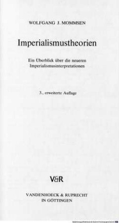Imperialismustheorien : ein Überblick über die neueren Imperialismusinterpretationen