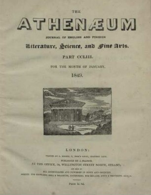 THE ATHENAEUM PART CCLIII. - PART CCLVIII.