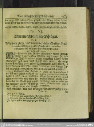 Tit. XI. Von unversehenen Todtschlägen