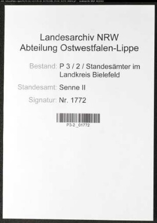 Sterberegister Standesamt Senne II