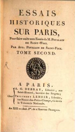 Éssais historiques sur Paris, 2