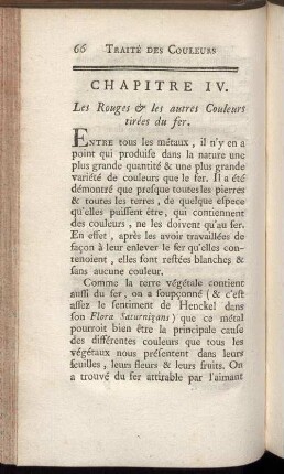 Chapitre IV. Les Rouges & les autres Couleurs tirée du fer.