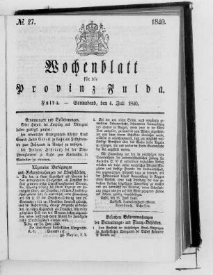 Nr. 27, Ausgabe vom 4. Juli 1840
