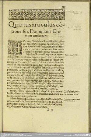 Quartus articulus controversus, Dominium Clemont concernens