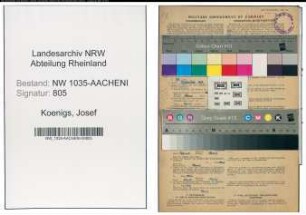 Entnazifizierung Josef Koenigs , geb. 12.04.1903 (Wiegemeister)