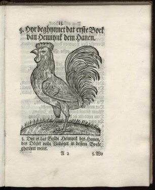 Hyr beghynnet dat erste Boek van Hennynk dem Hanen.