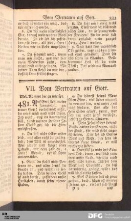 VII. Vom Vertrauen auf Gott.
