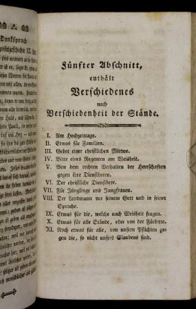 Fünfter Abschnitt, enthält Verschiedenes nach Verschiedenheit der Stände.