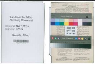 Entnazifizierung Alfred Karnatz , geb. 10.10.1900 (Tierarzt)