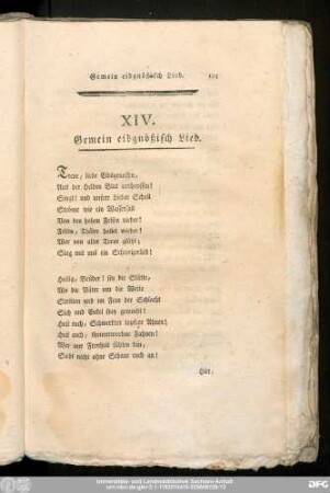 XIV. Gemein eidgenößisch Lied.