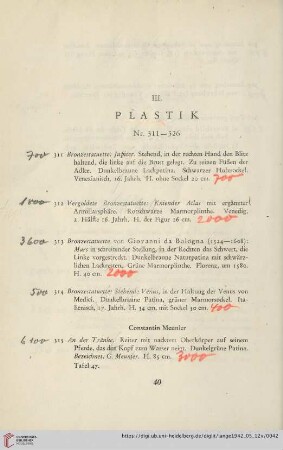 III. Plastik 8nr. 311-326)