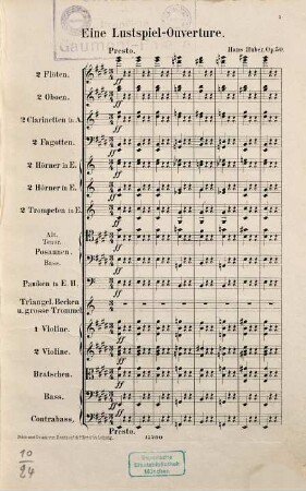 Eine Lustspielouverture : für gr. Orchester ; op. 50