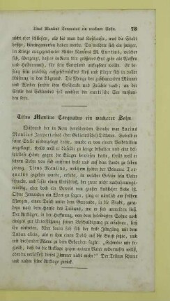 Titus Manlius Torquatus ein wackerer Sohn