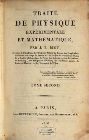 Traité de physique expérimentale et mathématique. 2