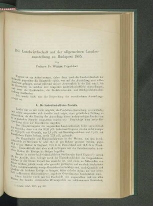 Die Landwirthschaft auf der allgemeinen Landesausstellung zu Budapest 1885