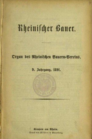 Rheinischer Bauer / 9. Jahrgang 1891