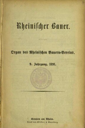 Rheinischer Bauer / 9. Jahrgang 1891