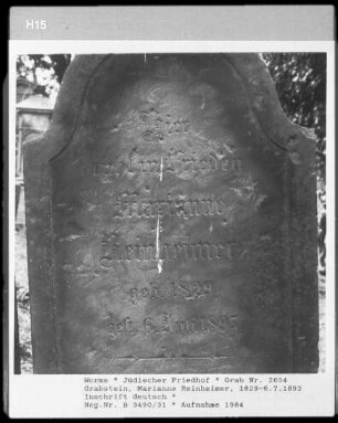 Grabstein von Marianne Reinheimer (gestorben 1893.07.06)