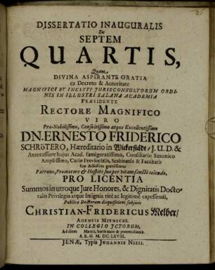 Dissertatio Inauguralis De Septem Quartis