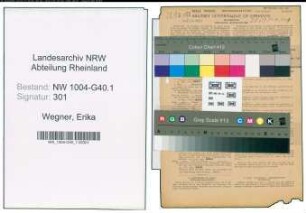 Entnazifizierung Erika Wegner , geb. 03.10.1907 (Justizangestellte)