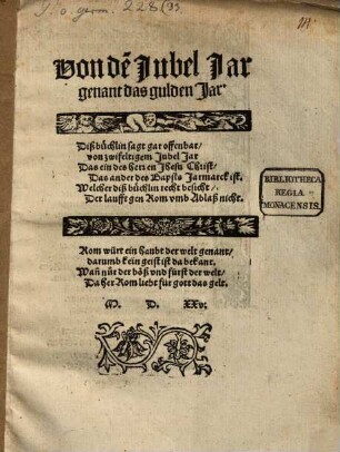 Von dem Jubel Jar, genannt das gulden Jar
