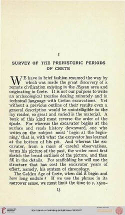 I. Survey of the prehistoric periods of Crete