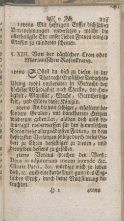 §. XIII. Von der täglicher Cron oder Marianischen Rosenkrantz.