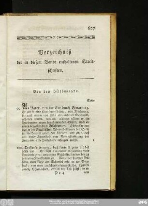 Verzeichniß der in diesem Bande enthaltenen Streitschriften.