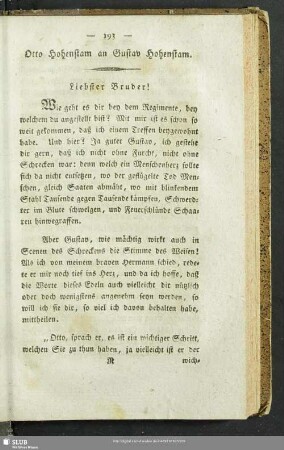 Otto Hohenstam an Gustav Hohenstam