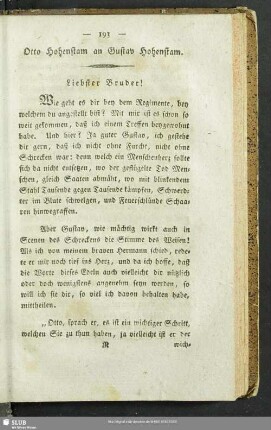 Otto Hohenstam an Gustav Hohenstam