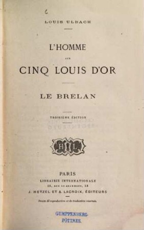 L'homme aux cinqu Louis d'Or