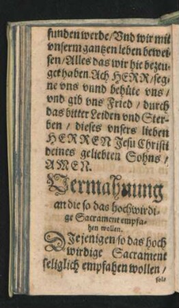 Vermahnung an die so das hochwirdige Sacrament empfahen wollen.