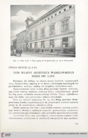 4: Dom własny architekta Warszawskiego przed stu laty