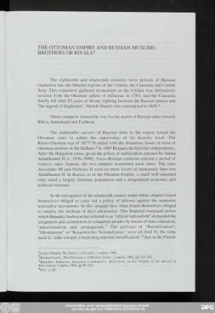 The Ottoman Empire And Russian Muslims: Brothers Or Rivals?