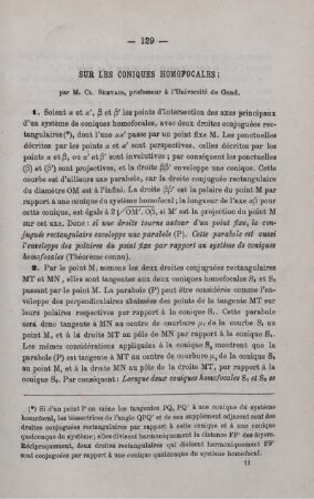 SUR LES CONIQUES HOMOFOCALES.