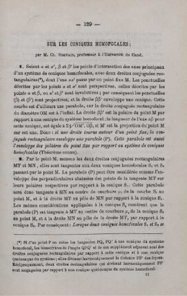 SUR LES CONIQUES HOMOFOCALES.